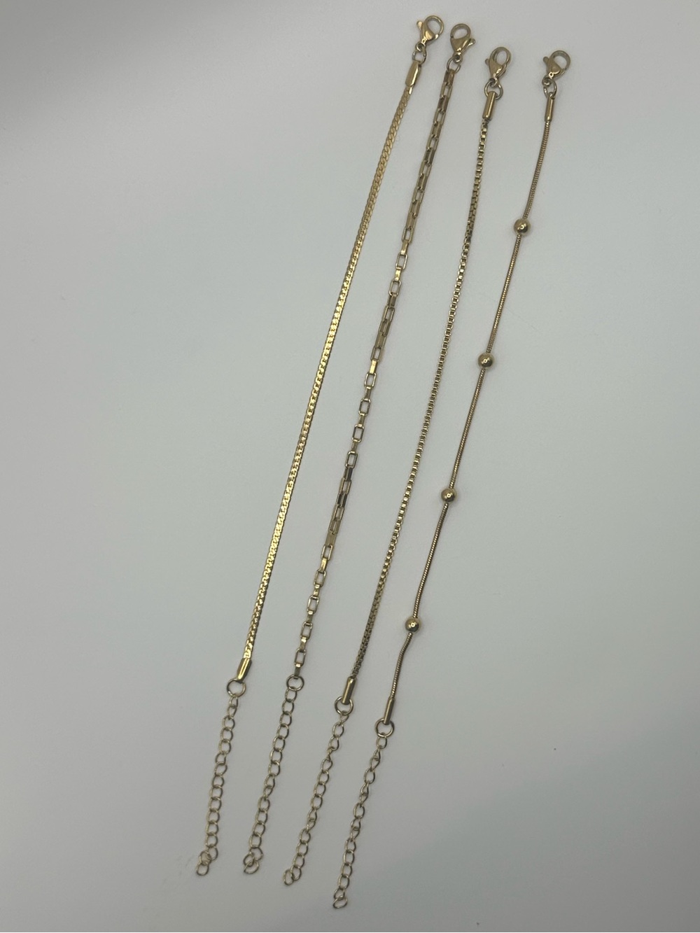 Gold Tone Delicate Chain Bracelet Set - 4 Pack